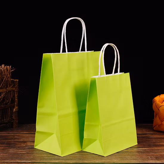 Embalagem de compras de varejo biodegradável reciclada, embalagem personalizada de fast food para levar roupas, saco de papel kraft