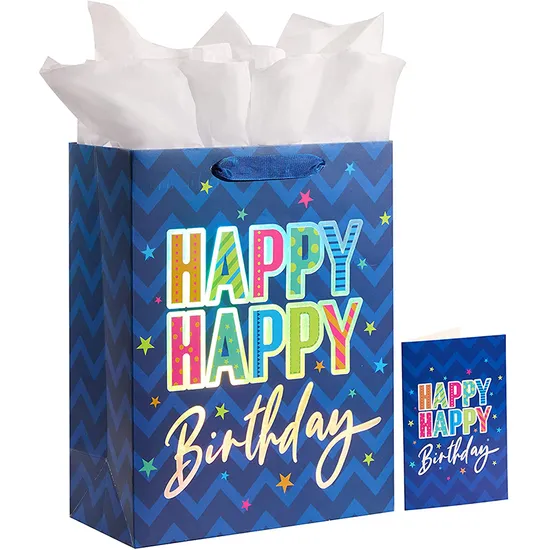 Printed Black Paper Packaging Luxury Shopping Gift Bag with Handle