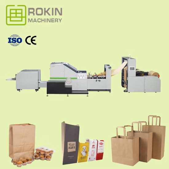Full Auto Kraft Paper Bag Machinery Rokin Brand Paper Kraft Bag Making Machine Shopping Bag Machine Shopping Paper Bag Machine