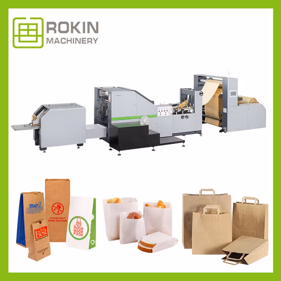 Full Auto Kraft Paper Bag Machinery Rokin Brand Paper Kraft Bag Making Machine Shopping Bag Machine Shopping Paper Bag Machine